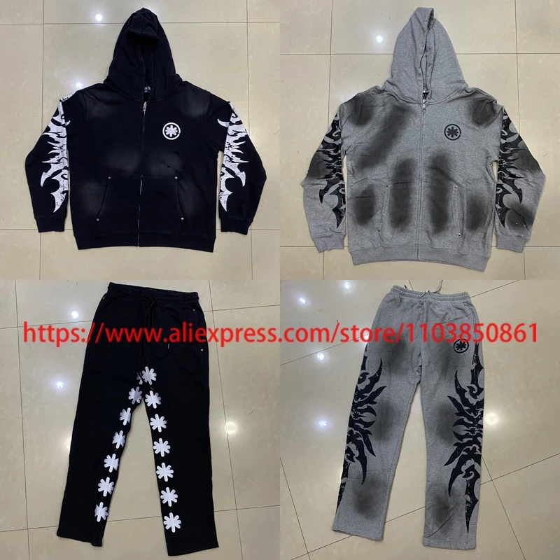 

Мужчины Женщины High Street LOSTSHDWS Толстовки с капюшоном Спортивные штаны Реальные фотографии Ретро принт Свободные пуловеры Американский тренд Спортивная одежда