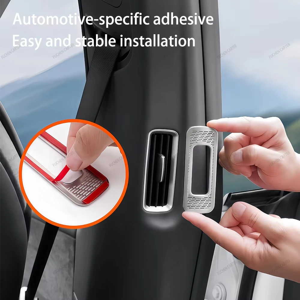 Stainless Steel Dust Decor Frame for Tesla Model YL 2026 B-Pillar & C-Pillar Air Outlet Vent Protective Cover