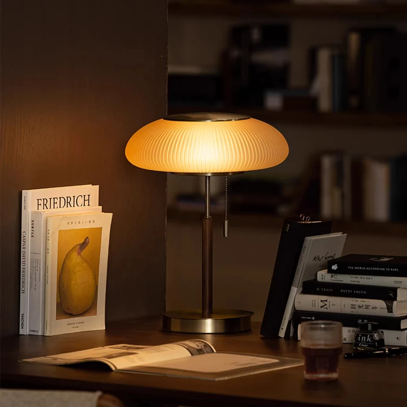 

Nordic Vintage Table Lamp White/brown Glass Desk Light LED Bedroom Bedside Living Room Study Designer Hotel High-end Floor Light