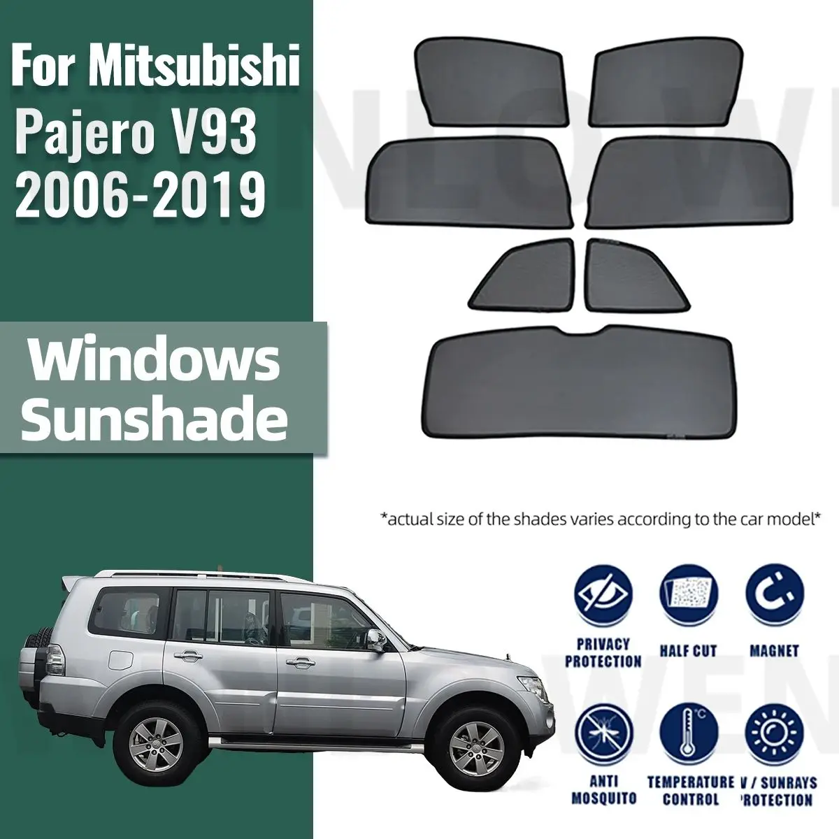 

For Mitsubishi Pajero IV V93 Montero 2006-2019 Car Window Sunshade Magnetic Curtain Sun Shade Visor Net Mesh Protect Kids