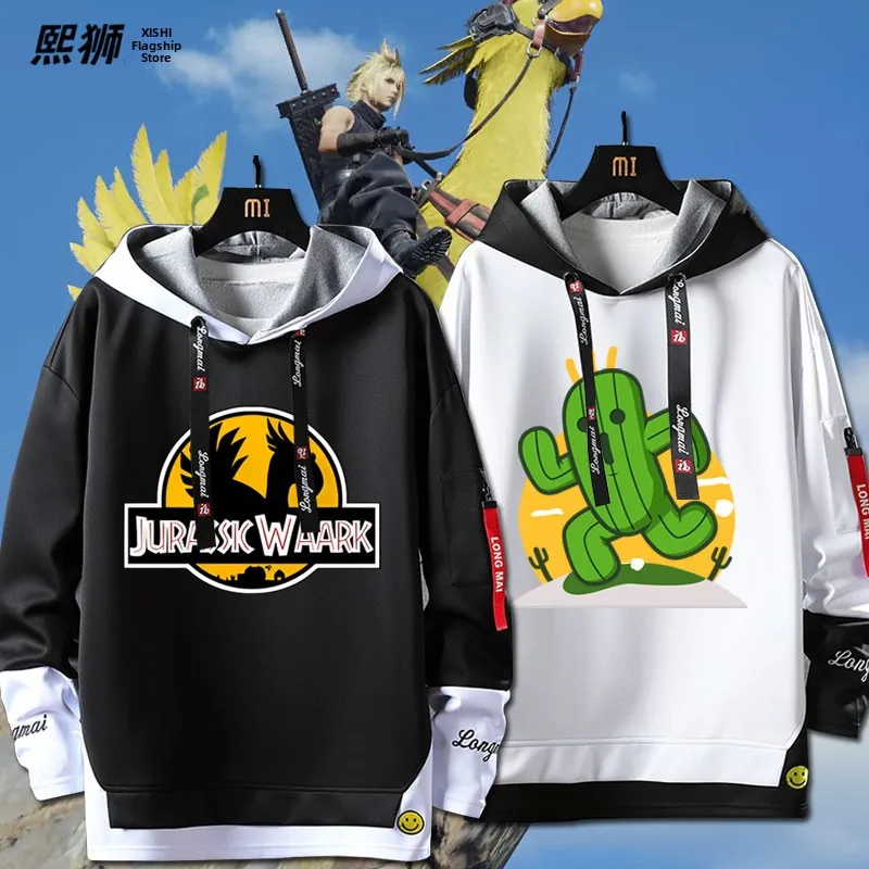 

Толстовка с капюшоном Final Fantasy Game Gold Chocobo Escape Cactus, мужская осенне-зимняя одежда на флисовой подкладке, женская повседневная одежда с капюшоном