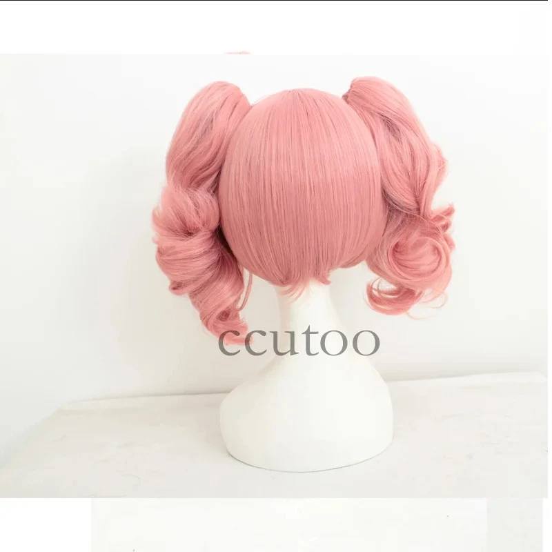 Ccutoo inu x boku ss roromiya karuta 35cm rosa curto encaracolado sintético cosplay peruca de cabelo chip rabo de cavalo removível