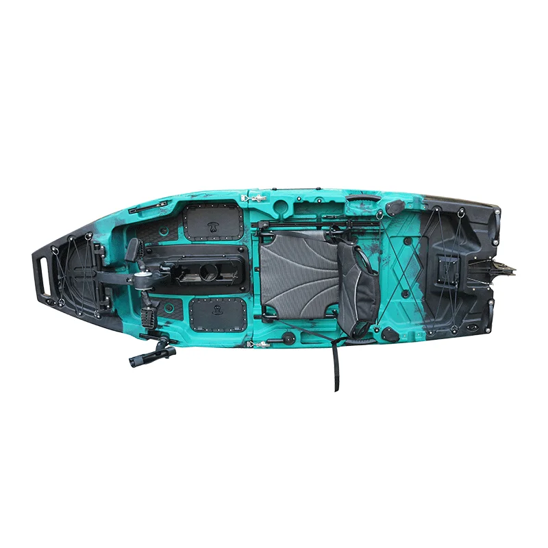 Plastic Single Seat Sit on Top Folding Detachable Fishing Kayak 2 Piece Modular Canoe with Fin Pedal