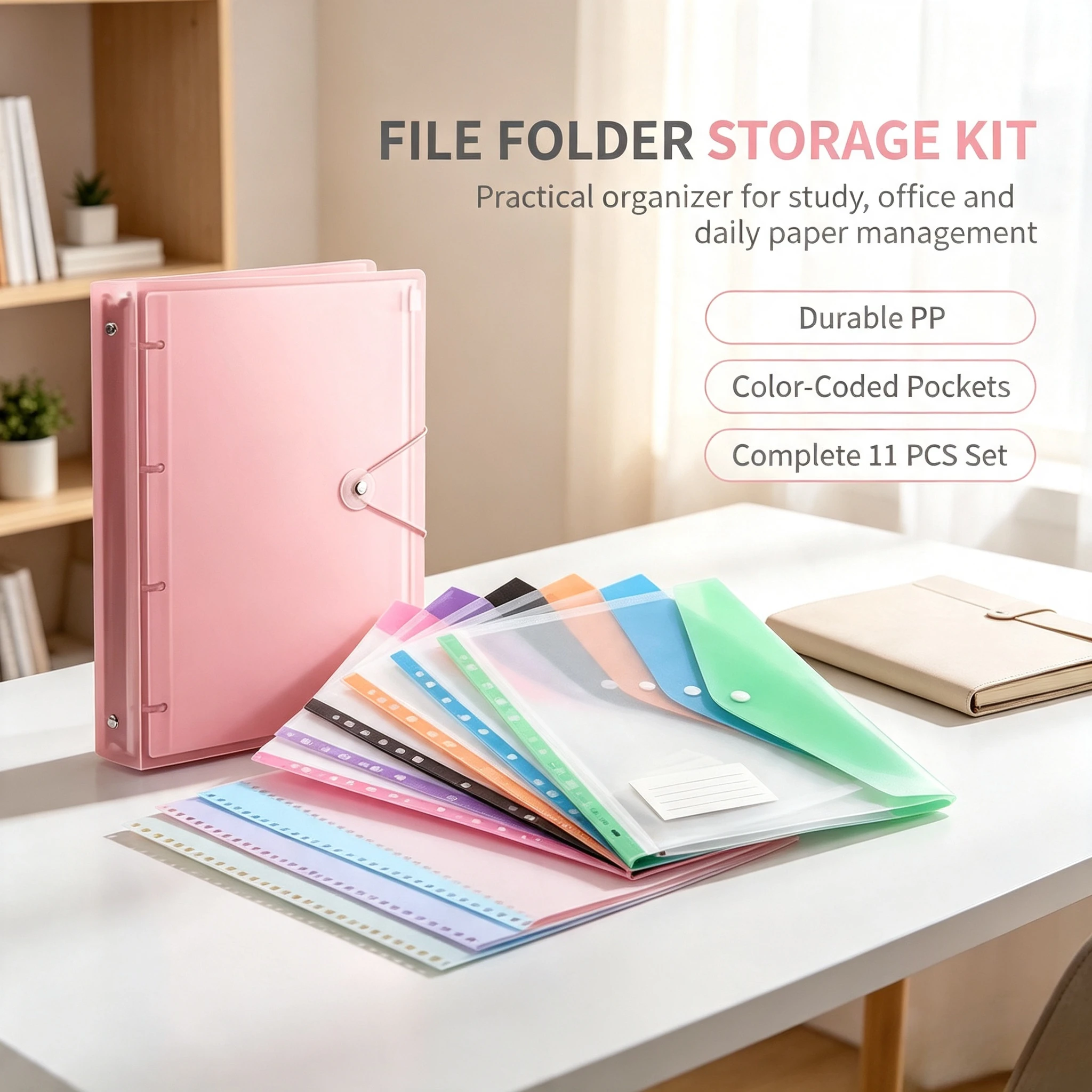 Document Organizer Folder - 11Pcs A4 Loose Leaf Folder Set,