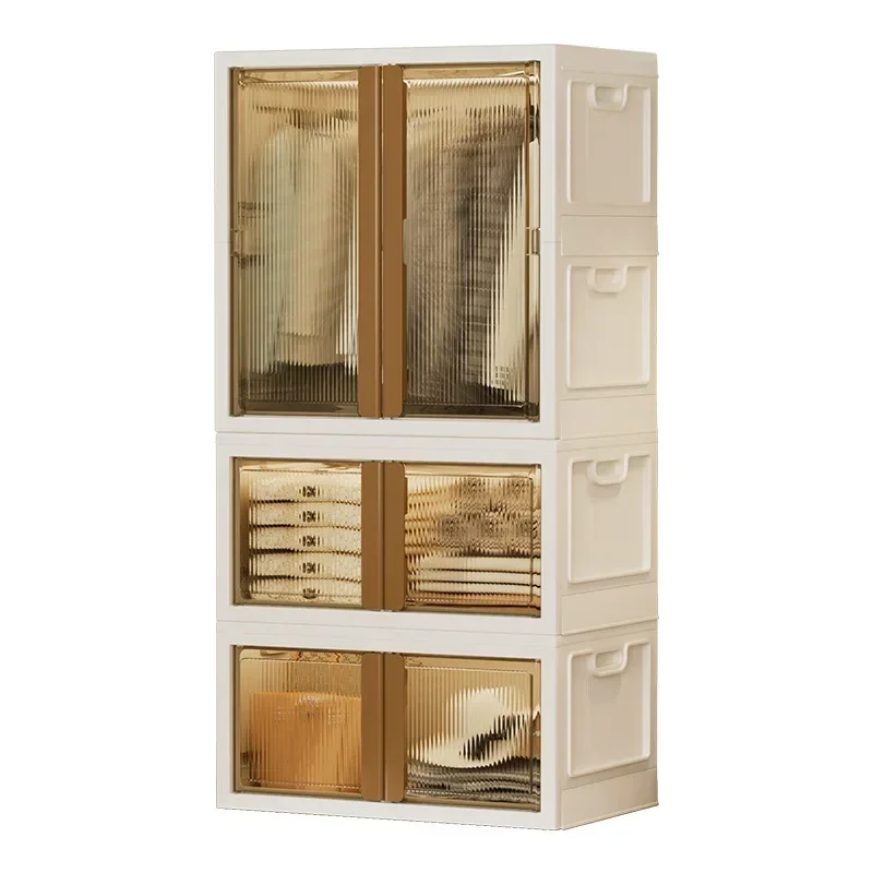 

Storage Cabinet, Volume Combination Cabinet 600L Milk White Brown/titanium Gray White