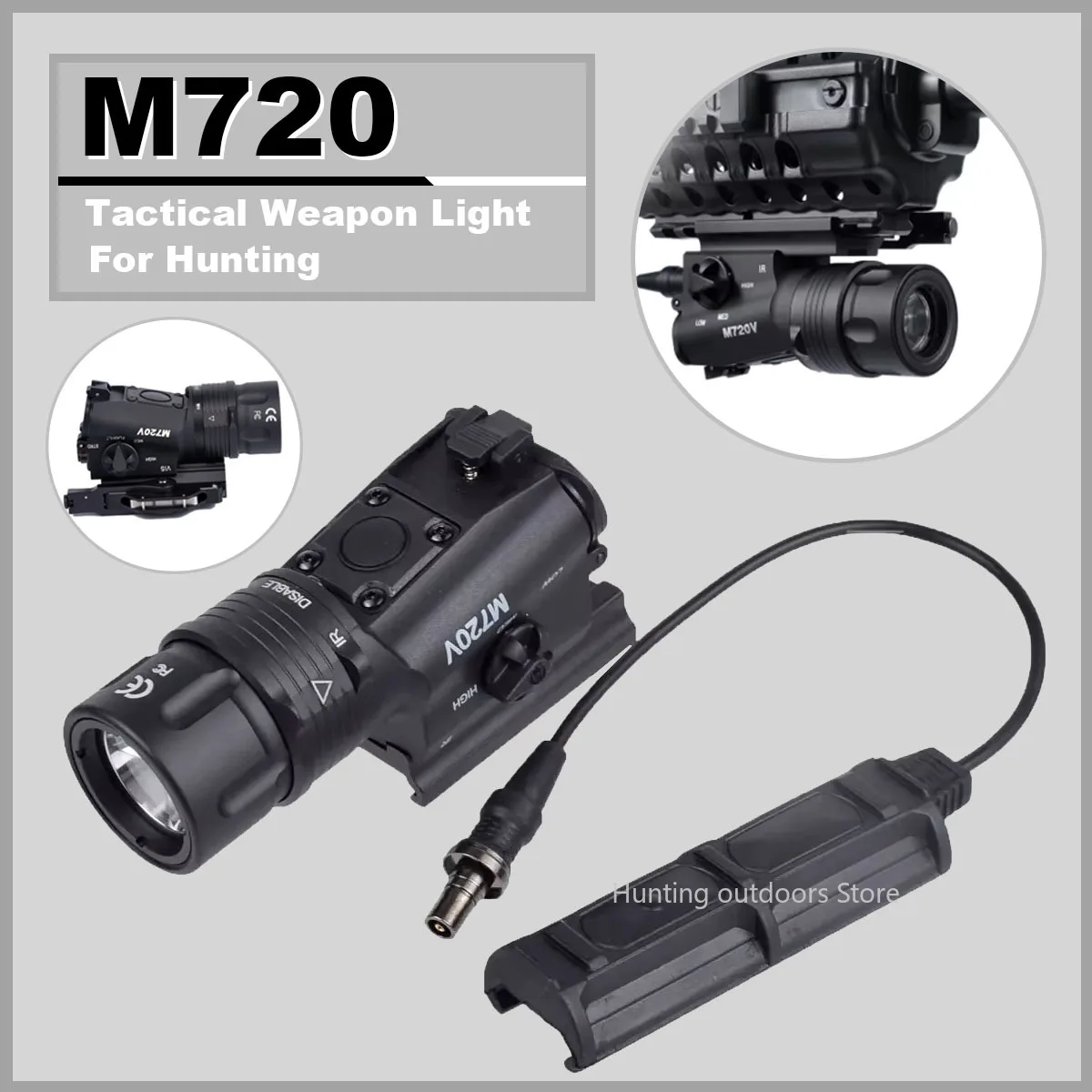 Tatical SureFire M720V Airsoft Weapon Scout Light LED 500lumens Strobe LED Light For Rifle AR15 Hunting Torch With M93 QD Mount