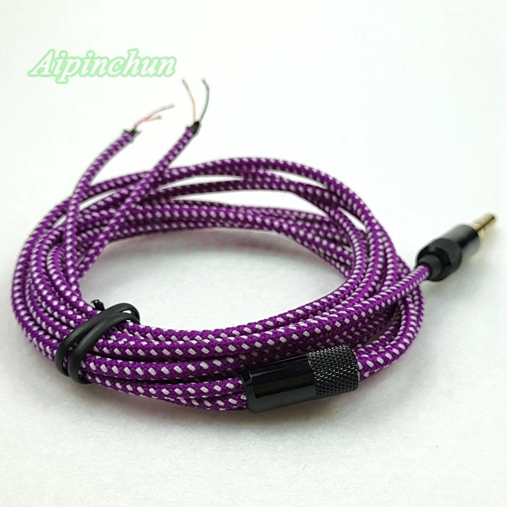 Aipinchun 3.5mm 3-Pole Jack DIY Earphone Cable Headphone Repair Replacement Wire Cord Purple Color