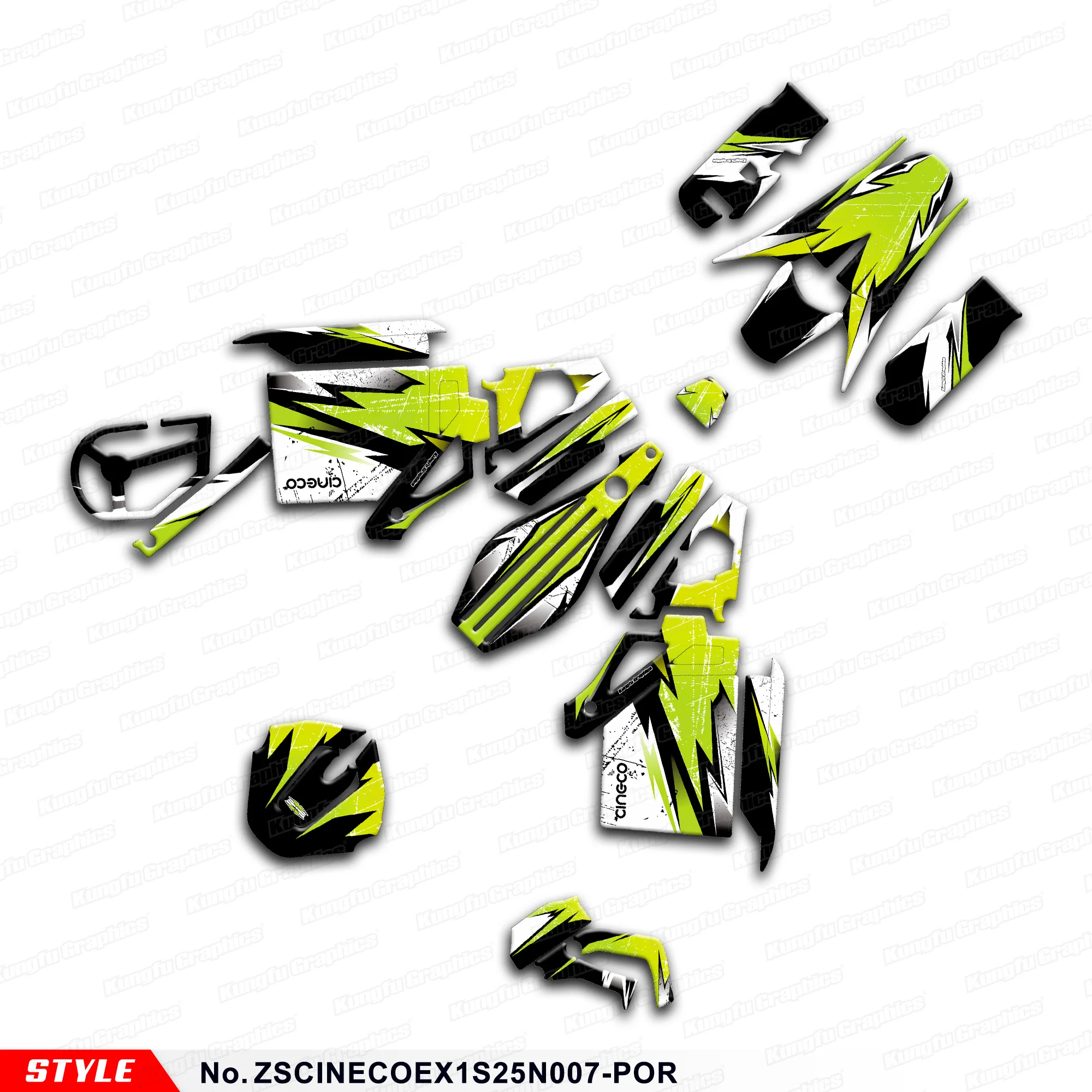 

JY RACING Graphics Sheet Sticker Kit for CINECO EX1-S EX1-RPO Adhesive Decals, Protector, ZSCINECOEX1S25N007-POR