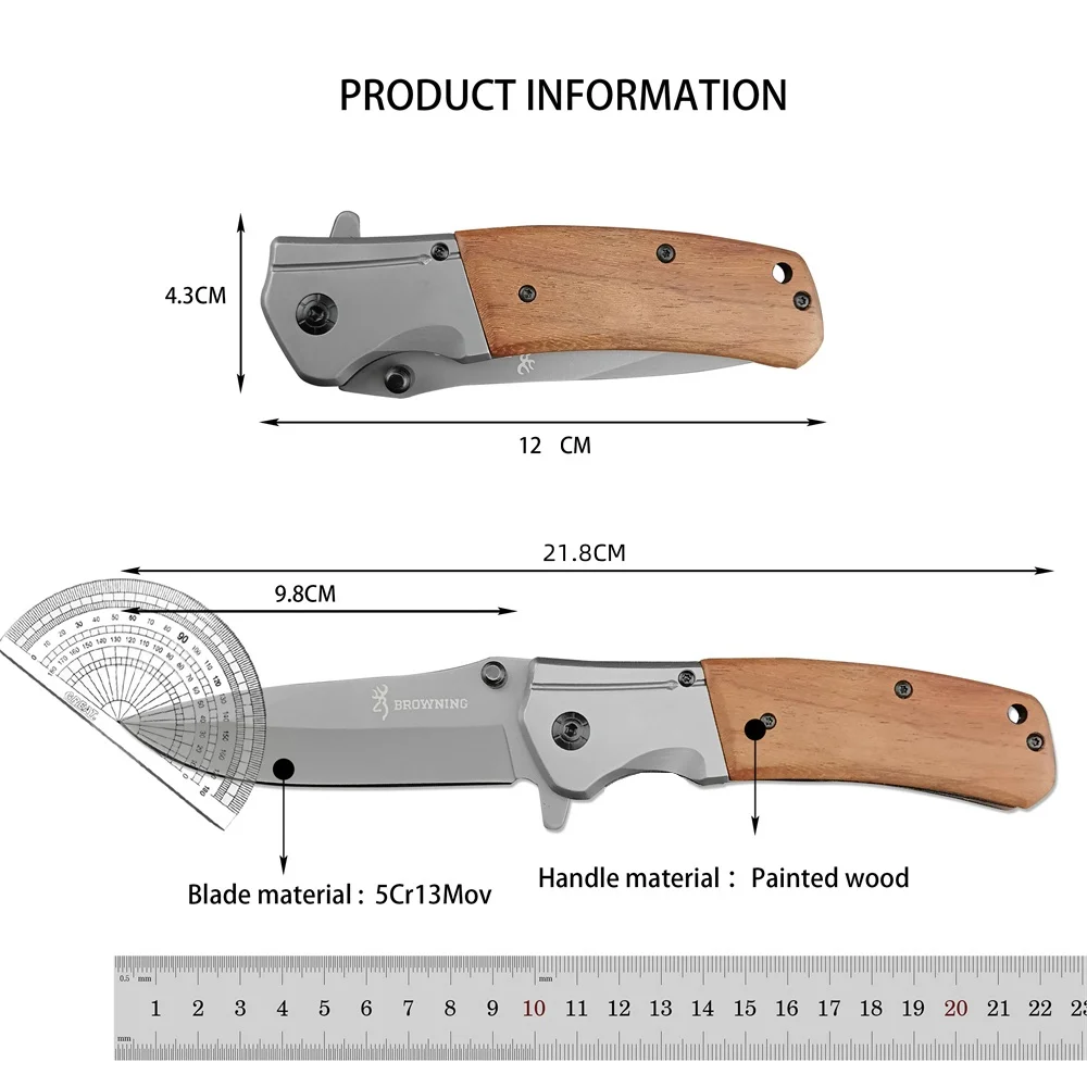 Top-selling DA98 Pocket Folding Knife 5Cr13Mov Blade Wooden Handle Outdoor Tactical Knife Utility Hunting Sharp Multi Tool