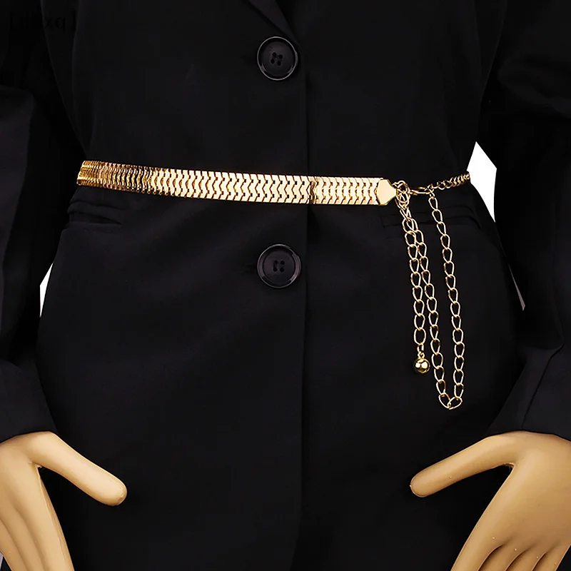 Women's Dress Belt, Metal Chain, Fashionable And Simple High Waisted Chain Belt, Party Clothing, Matching With Jewelry