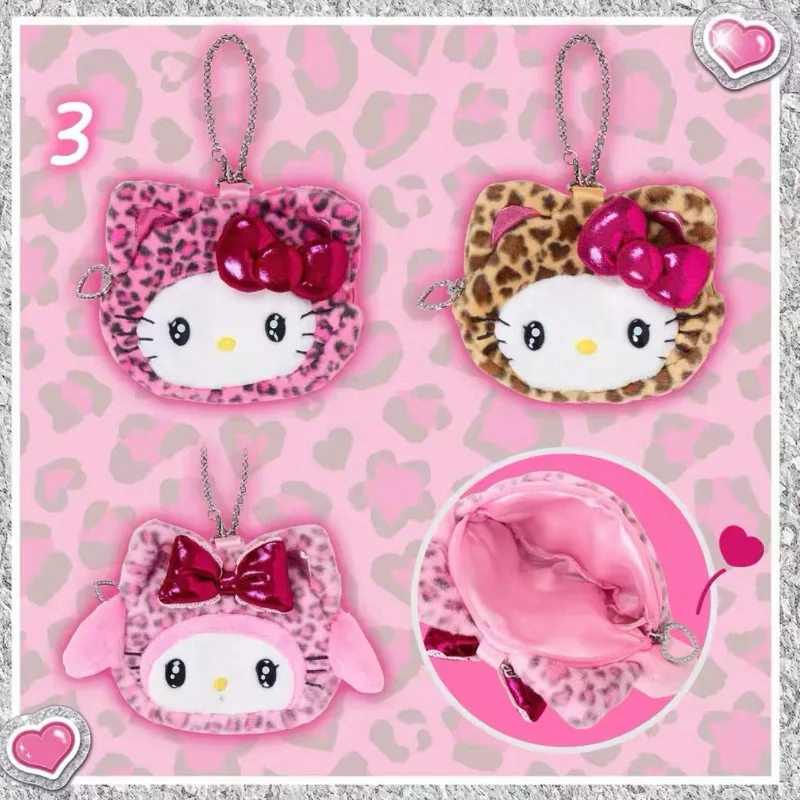 جديد سانريو ليوبارد طباعة سلسلة دمية كيتي ميلودي كورومي سينامورول CharmmyKitty المفاتيح محفظة نسائية للعملات المعدنية Kawaii أنيمي ألعاب من نسيج مخملي