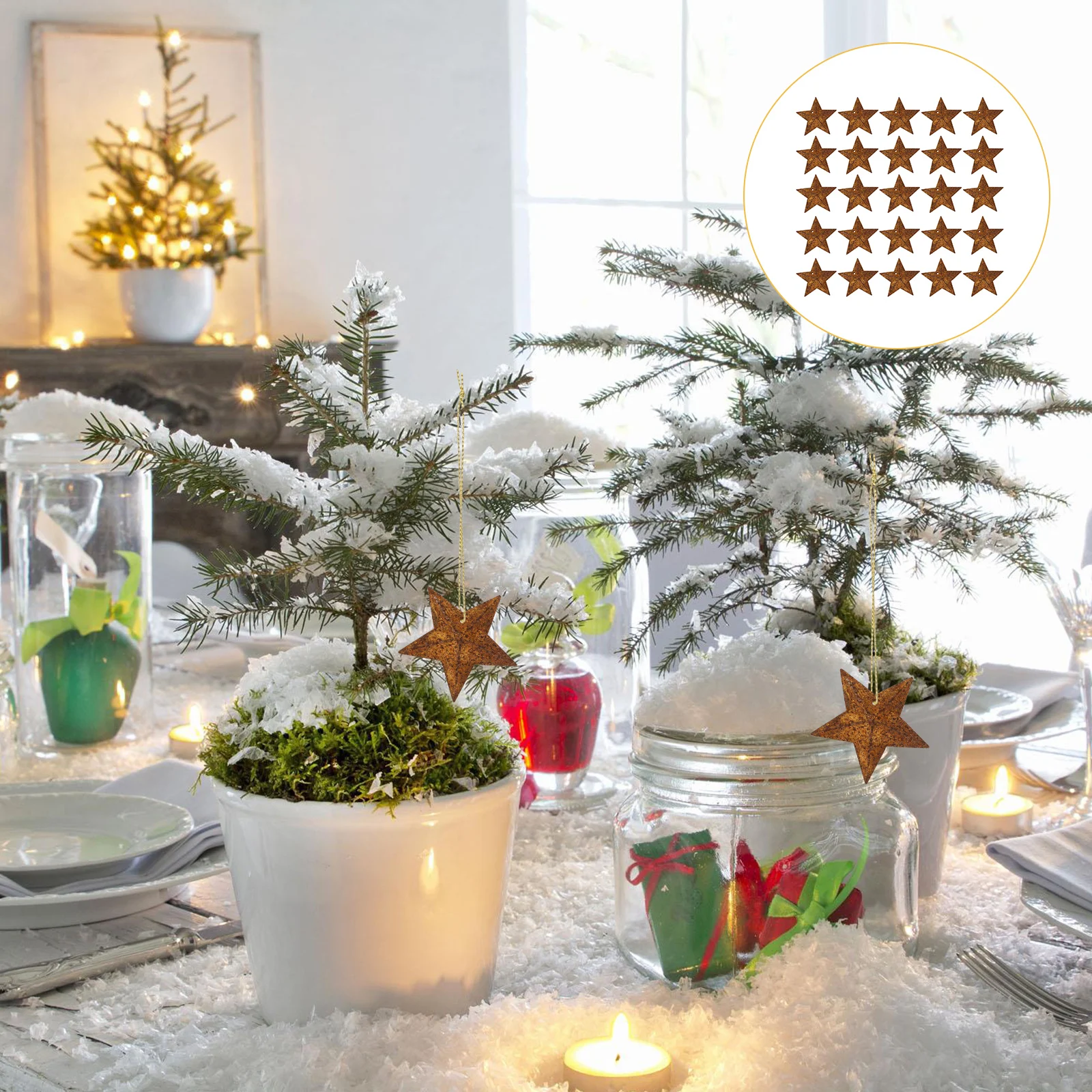 

150pcs Metal Five-Pointed Star Pendant Rusted Hanging Decor Diy Craft Ornament Party Wall Hanging Jewelry Accessory Metal