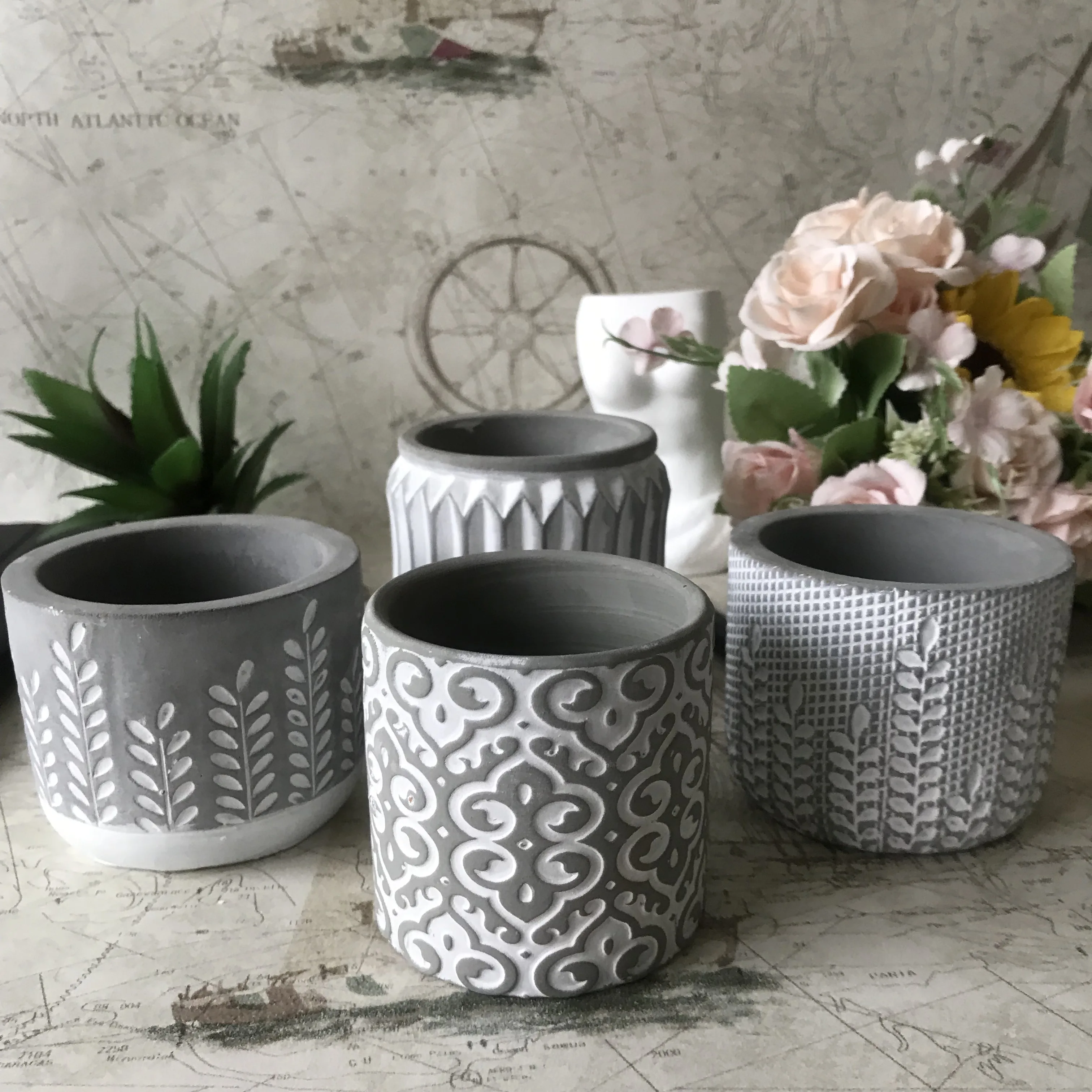 Concrete Planter Candle Holder, 3D Resin Plaster Clay Vase Mould, Cement Flower Pot, Silicone Molds, Garden Decoration Tools