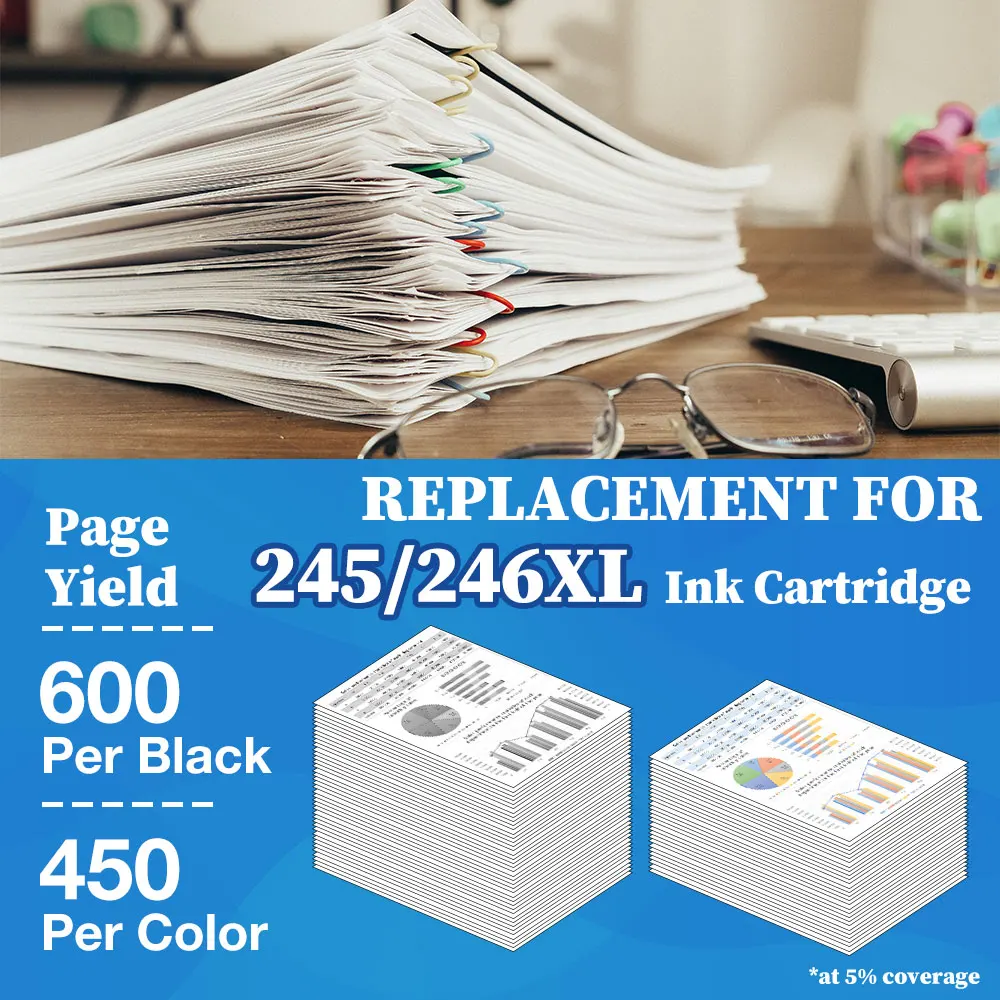 ALIZEO For PG 245 246 XL Ink Cartridges Remanufactured Pixma IP2820 MX492 490 MG2420 2520 2920 TS202 302 3120 Printer