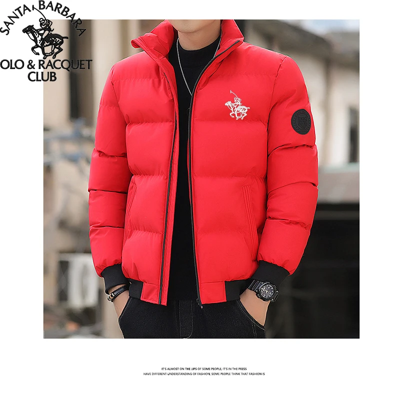 SANTA BARBARA POLO & RACQUET CLUB 2025 Chaqueta con cremallera de moda Otoño/Invierno, Chaqueta térmica, Chaqueta de algodón deportiva informal de invierno, st