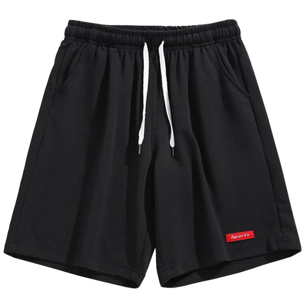 Breathable Sports Pants Men's Summer Sport Shorts with Elastic Waist Pockets Casual Jogger Shorts with Letter Mark for Men