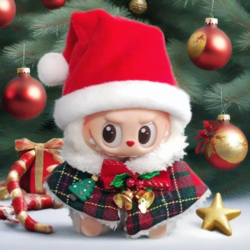 라부부 인형 의상 크리스마스 스웨터 세트 17cm 의류, 어린이 선물용, 녹색 액세서리 포함, 아동용 인형 옷