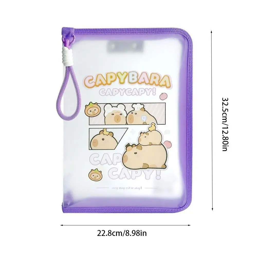 Cartoon Handheld Capybara A4 File Bag Large Capacity Waterproof Test Paper Folder Portable Thickening Data Storage Bags Student