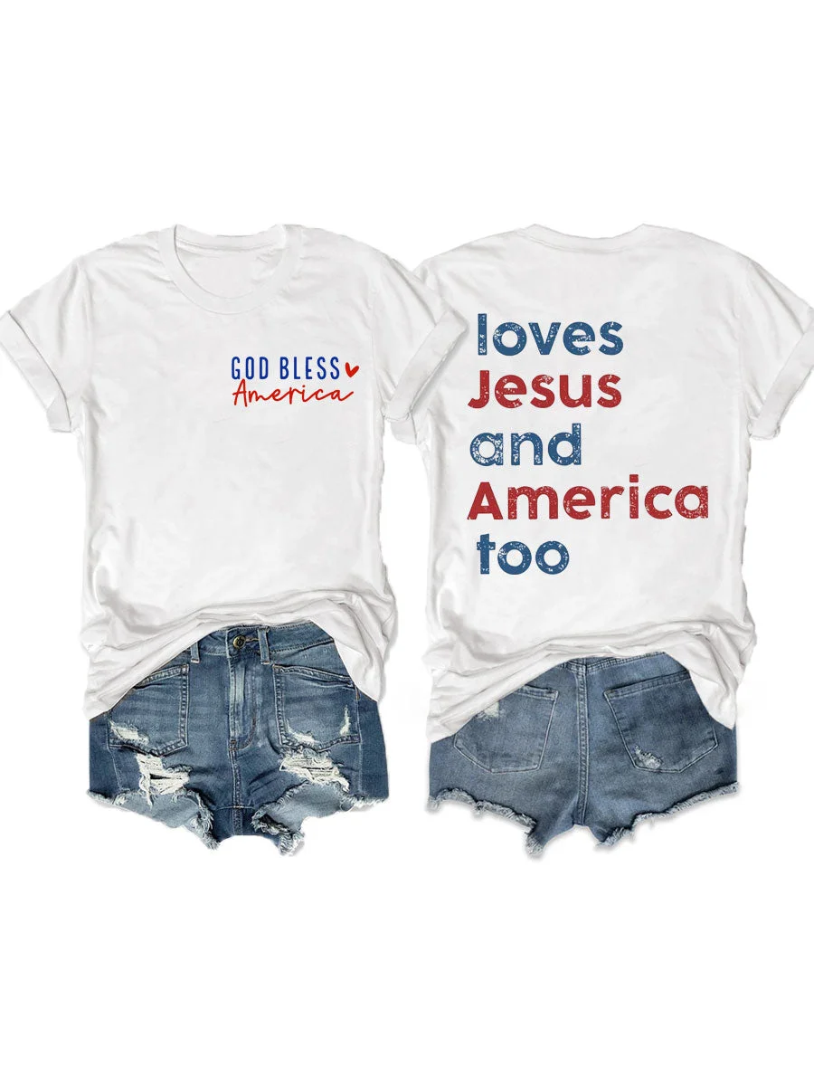 

Женская футболка с надписью «God Bless America Love», топ с принтом и изображением Иисуса и Америки, двусторонняя, для любимых, Пасхальная Мода