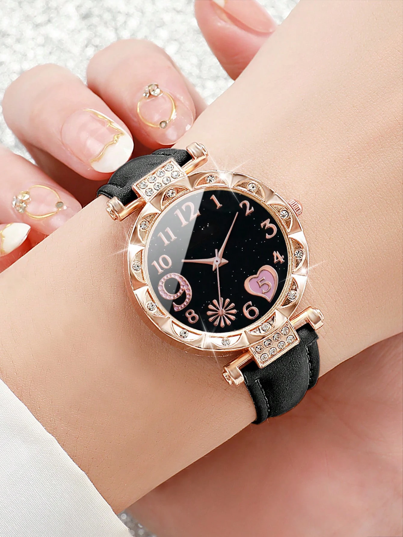 2 шт./компл. женские часы модные кварцевые часы с сердечным циферблатом набор браслетов со стразами