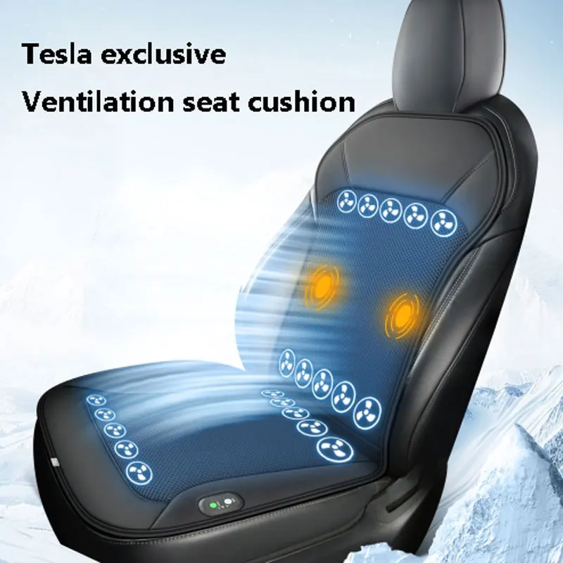 Upgrade Tesla Model Y Model 3 Smart Cooling Car Seat Cushion For Summer Driving Breathable Seat Cover With Fans Cool Down