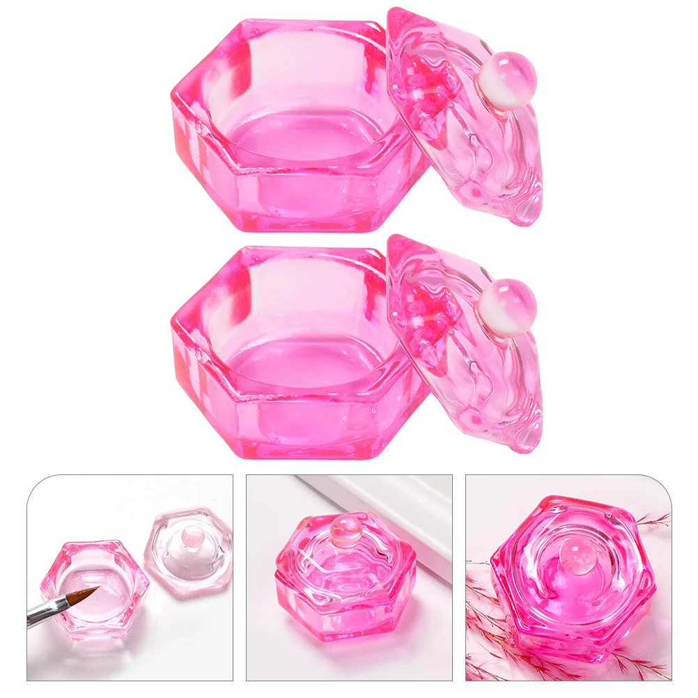 2 個ピンククリスタルモノマーディッシュガラスダッペンカップアクリル液体保管用ネイルサロンツールネイルアクリル用品