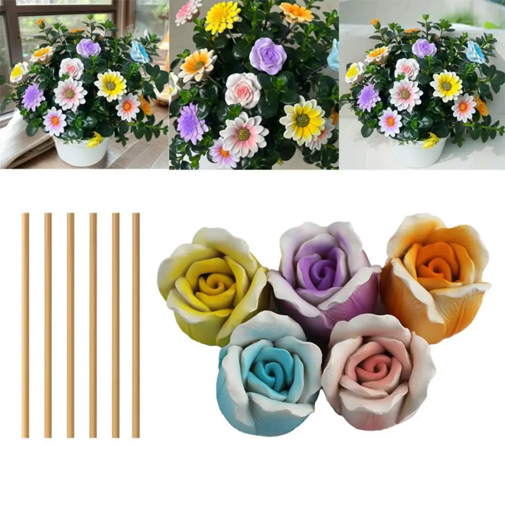 5Pcs Fake Flower Insert Weather-Resistant Resin Artificial Flower Stress-Relief Indoor Outdoor Home Garden Ornament Crafts