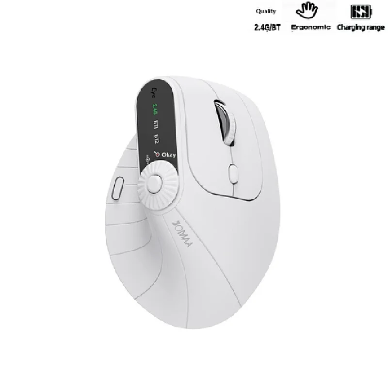 Vertical Mouse 24g Bluetooth Wireless Ergonomic Rechargeable Multi Device For Office Laptop Desktop Computer With Led Display