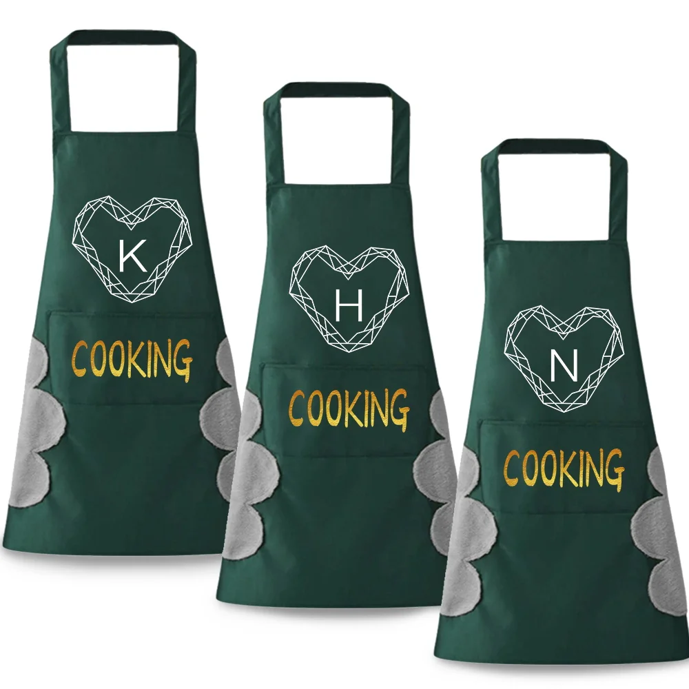 

Fashion Kitchen Aprons for Woman Men Chef Work Apron Waterproof Clean Uniform Diamond 26 Letter Series Beauty Studios Uniform