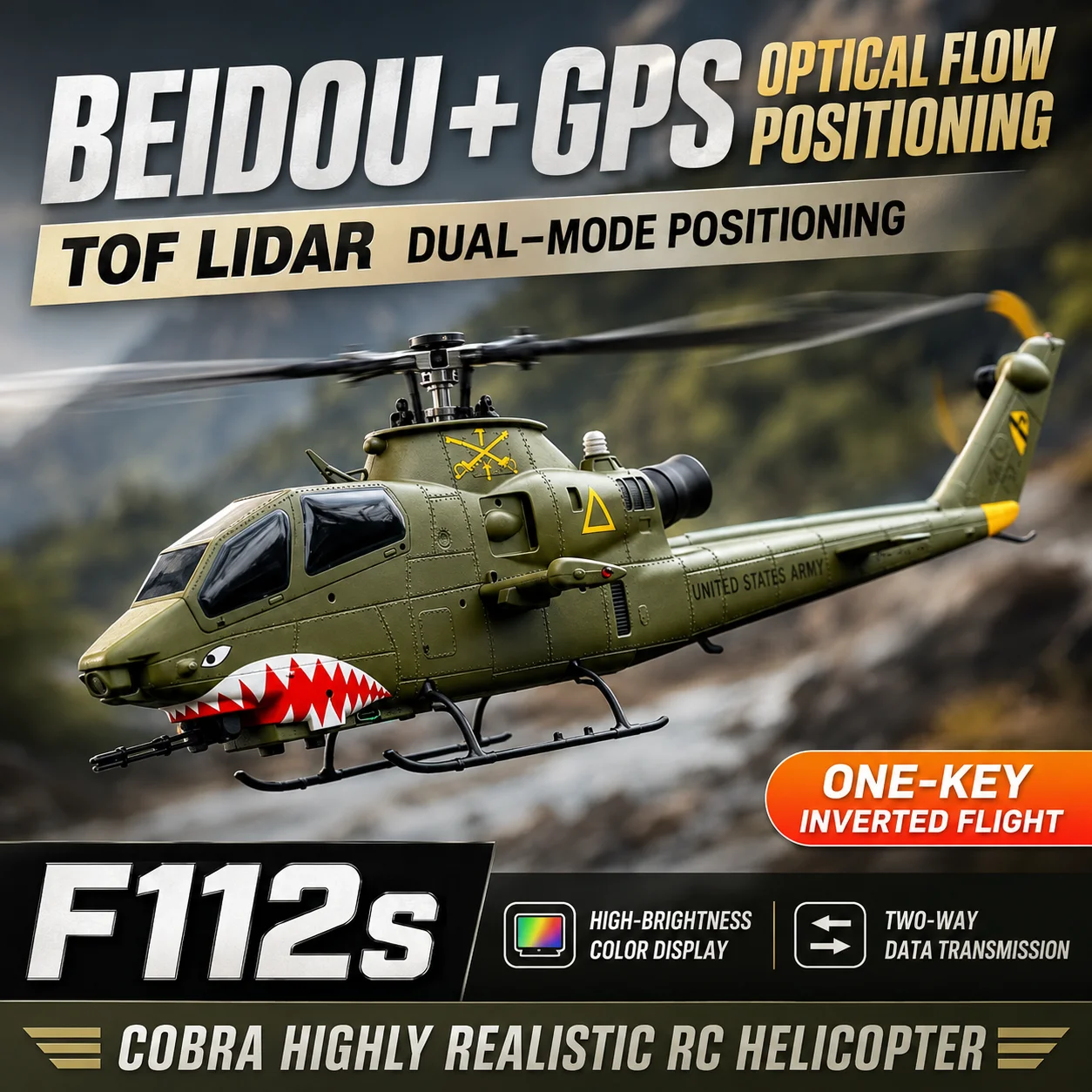 F112S Cobra Classic Scale RC Helicopter - Smart GPS Positioning Model Helicopter for Adults & Beginners