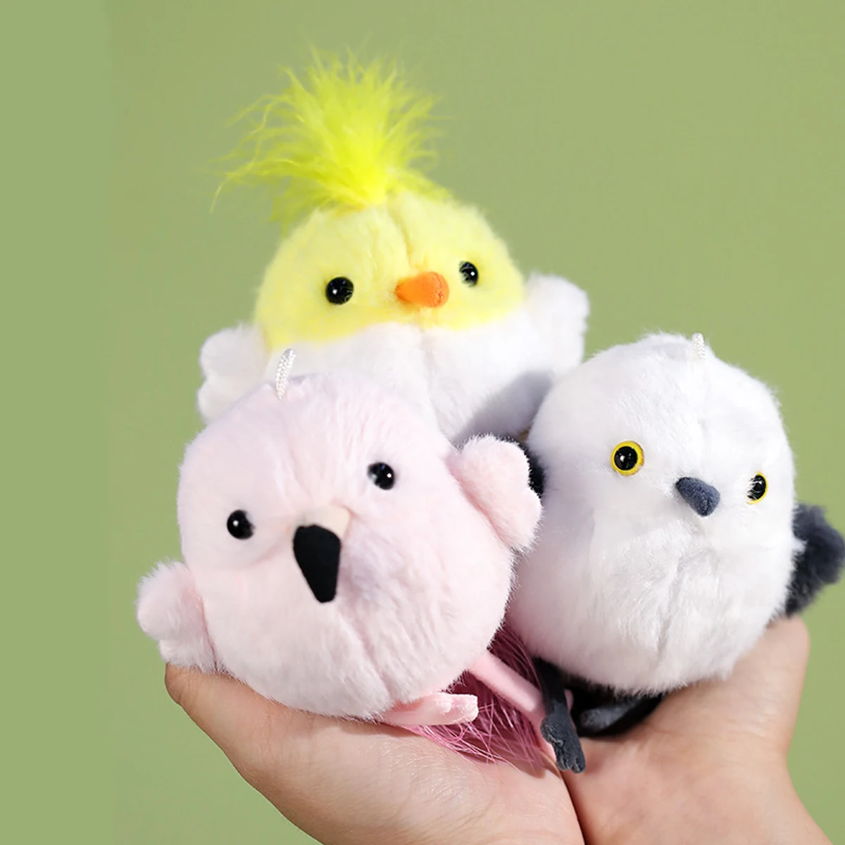 Lindo pájaro chirriante loro sacudir y hacer sonido juguete de peluche con llavero campana flamenco mochila colgante decoración regalo de Navidad 1 ud.