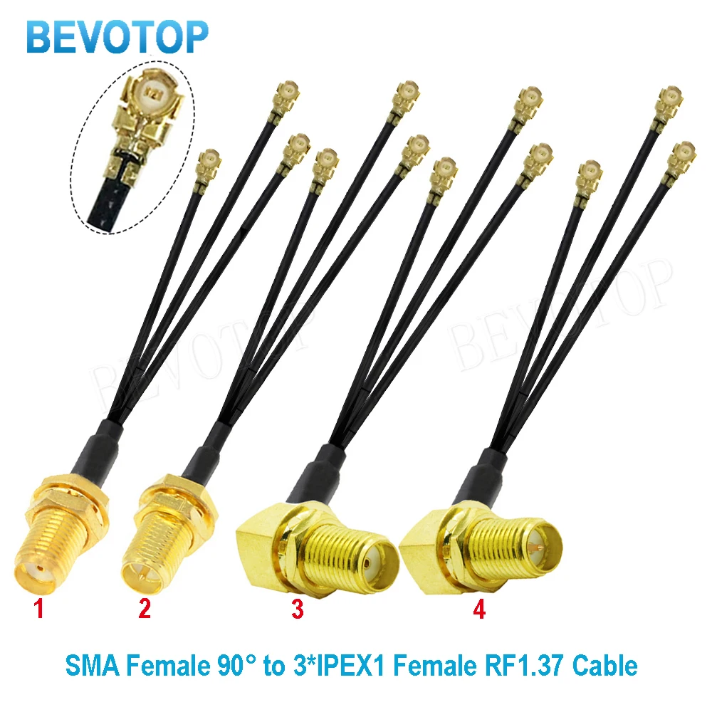 1pcs  SMA Splitter Cable RP-SMA/SMA Female to 3   1 Female 3-Way RF1.37 Pigtail WIFI Antenna Extension Cord Jumpe