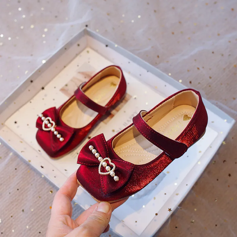 أحذية الأميرة للفتيات من حجر الراين مع عقدة على شكل فيونكة للأطفال الصغار أحذية ماري جينس لحفلات الزفاف وأحذية أداء الأطفال #3
