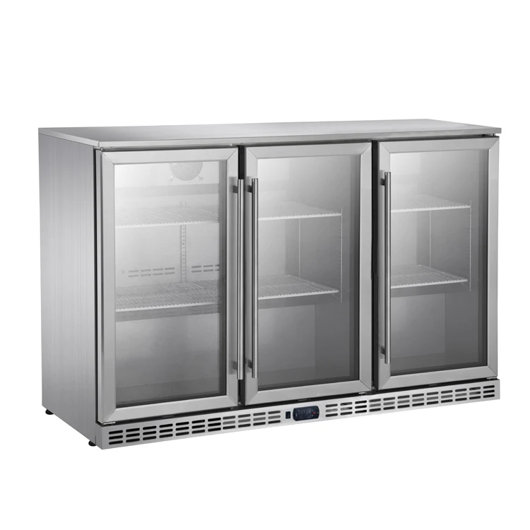 Hotel Mini Bar Fridge 196L Back Bar Cooler Glass Hinge Door Drink Display Built-In Beer Refrigerator