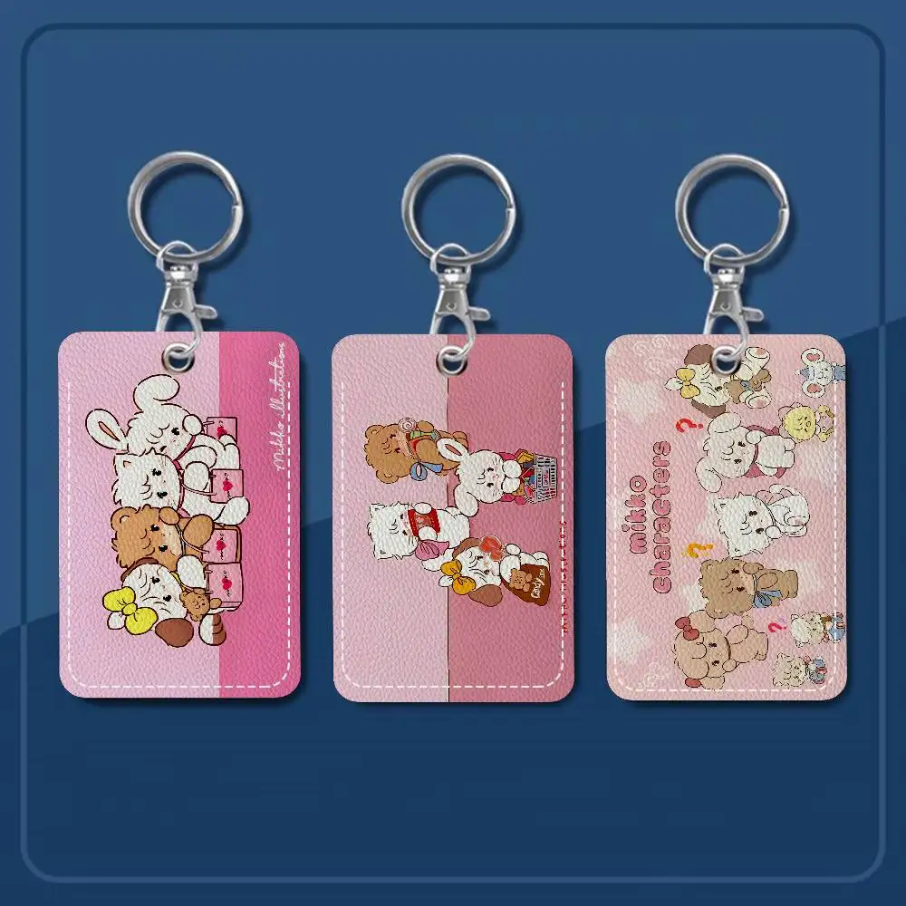 M -Mikko C-characters PU Soft Leather Rectangular Key Card Holder Induction Elevator Protection Cover Youth Faion Accory