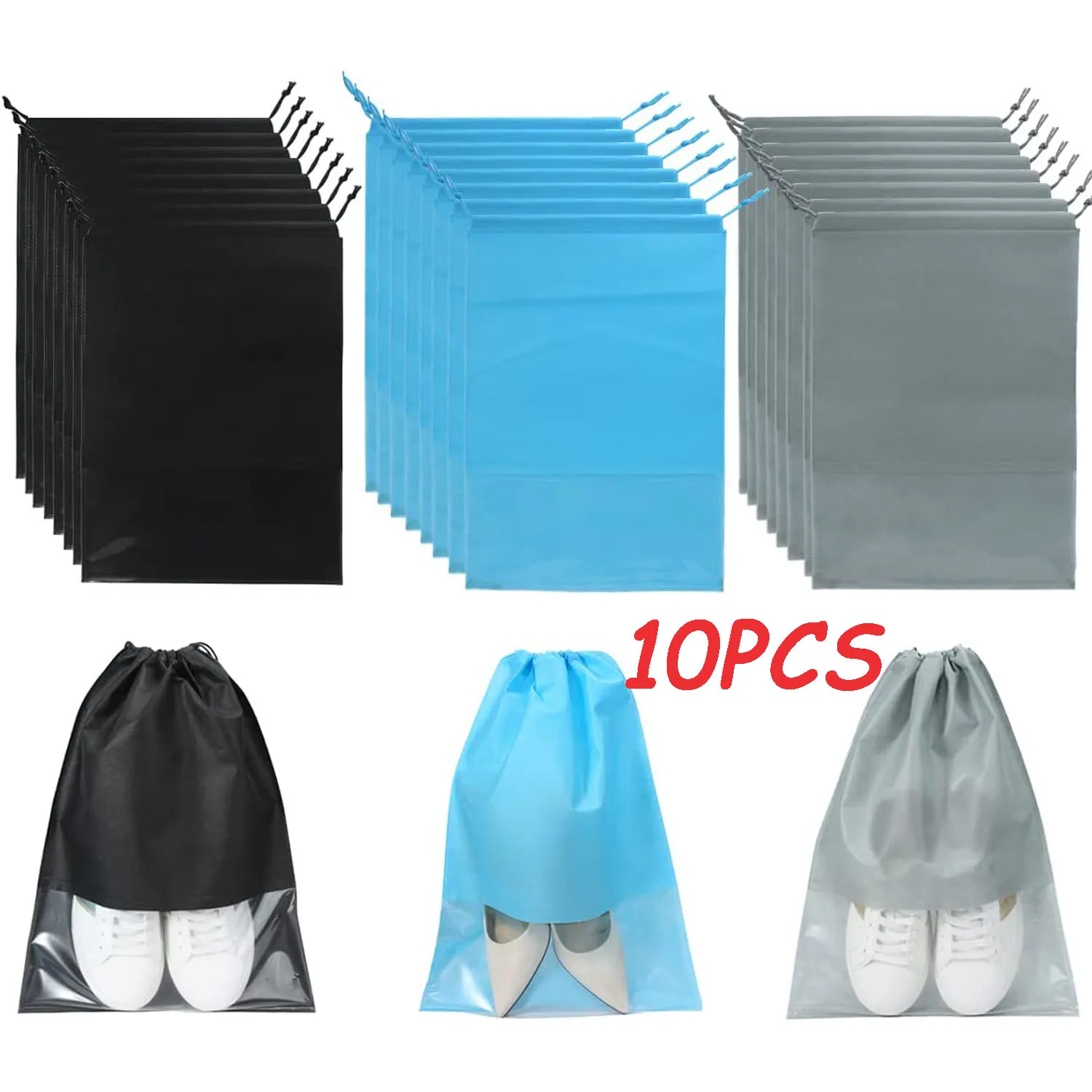 5/10pcs Shoes Storage Bag Closet Organizer Non-woven Portable Waterproof Pocket Clothing Classified Hanging Bag Travel Organizer