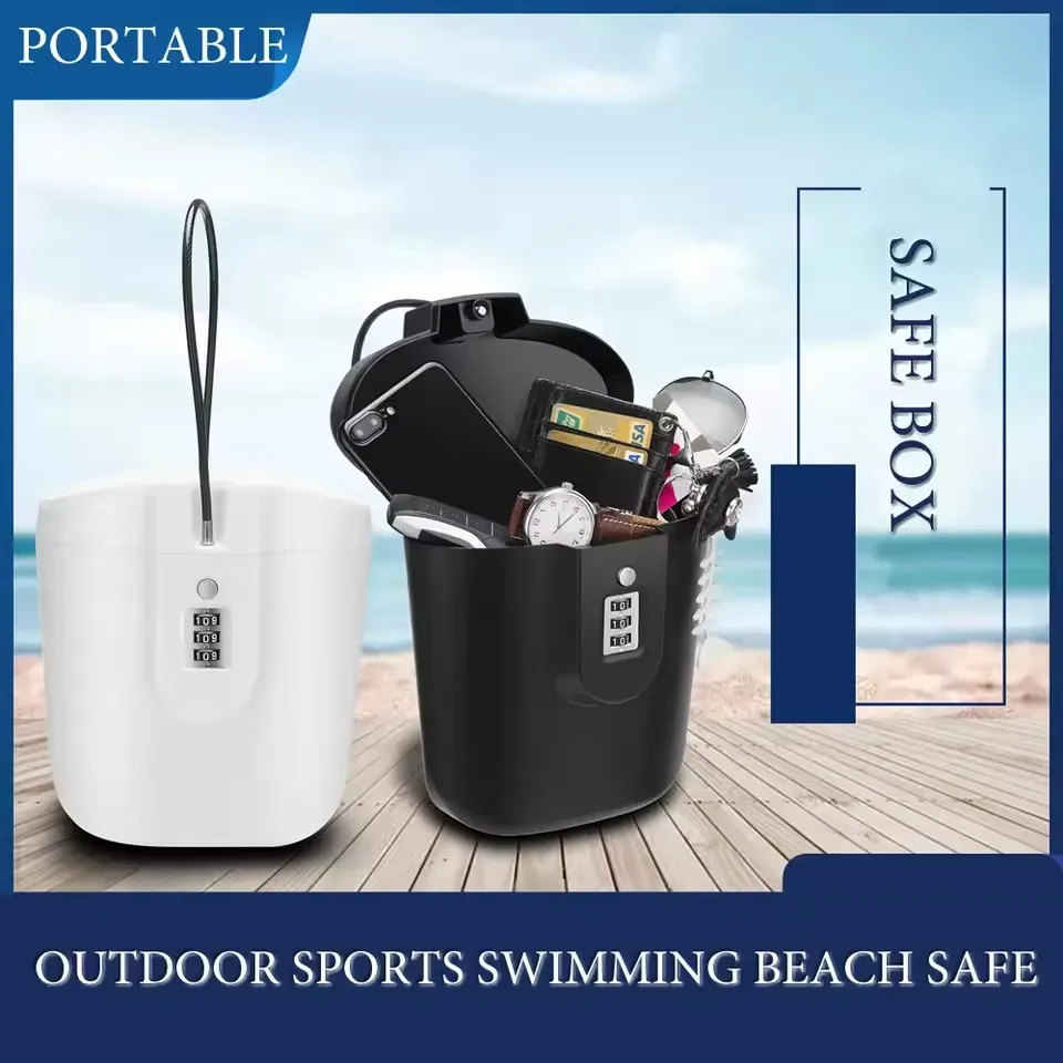 1Pc Portable Beach Bucket Password Box Mini Phone Wallet Safe Storage Boxes Outdoors Portable Handle Designer Anti Falling Boxes