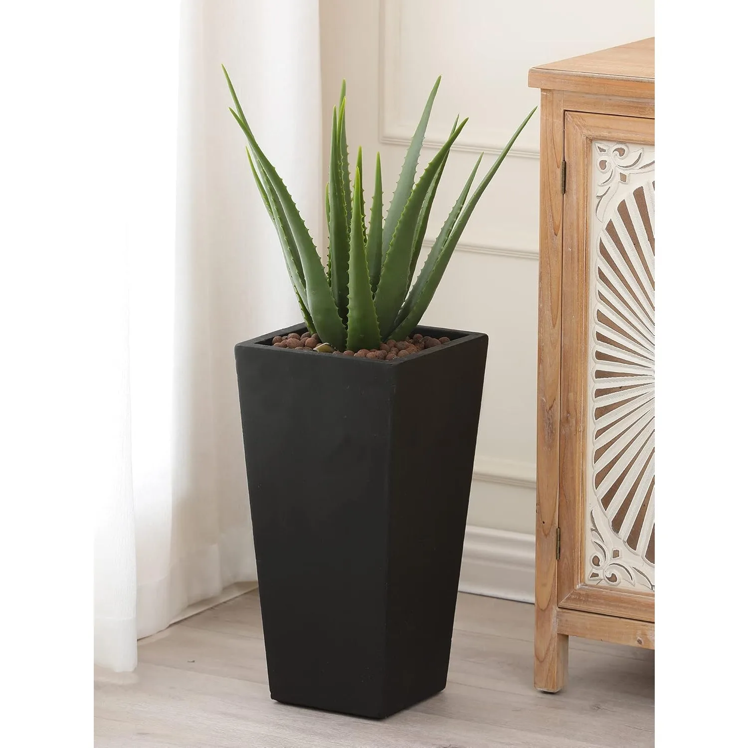 

Tall Planters for Indoor Plants,Tapered Black Planters for Outdoor Plants,24" Plant Pots Outdoor/Indoor,Large Flower Planter Pot