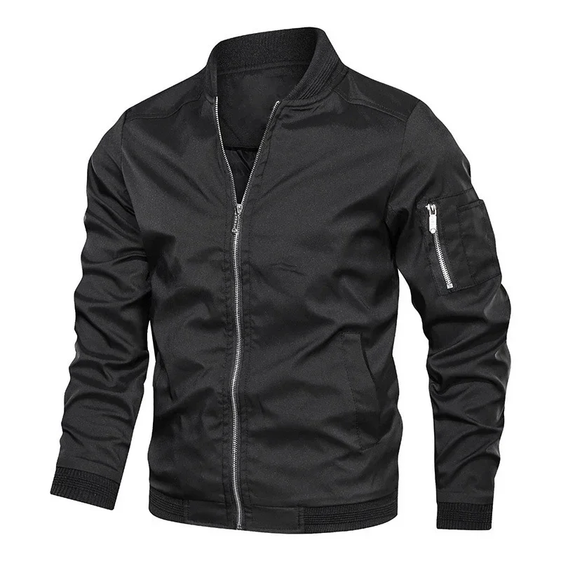 Veste cargo à fermeture éclair pour hommes, veste de travail multi-poches de rue décontractée pour hommes, veste de baseball pilote slim, vêtements pour hommes