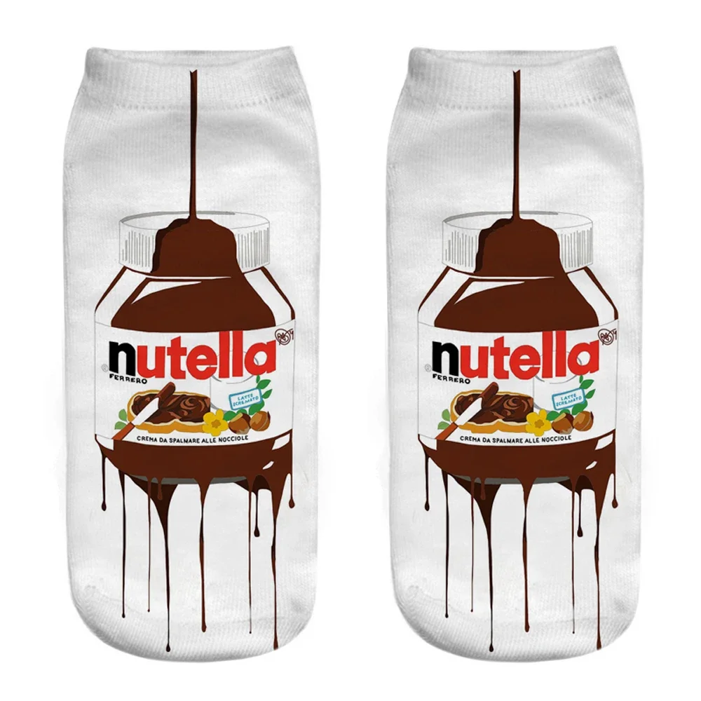 Calcetines tobilleros cortos con estampado 3D de la serie Happy Nutella, regalo divertido, superventas, novedad