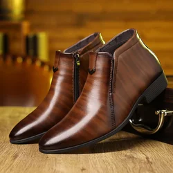 Retro Mannen Enkellaarsjes Luxe Hoge Top Mannen Lederen Schoenen Hoge Kwaliteit Antislip Motorlaarzen Mode Rits Mannen Laarzen Big Size