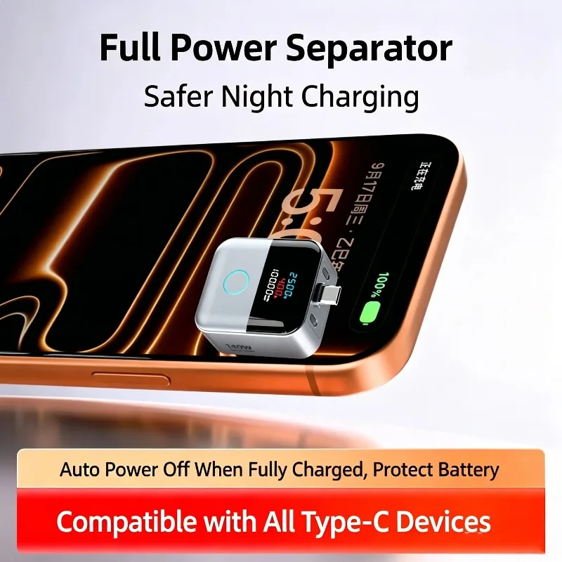 140W Full Charge Separator Smart Auto Power-off Phone Charge Separator Type-C Fast Charging Data Cable Overcharge Protection