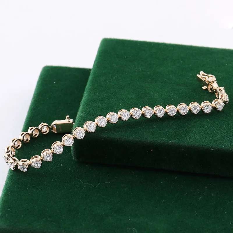 

Provence Trendy Tennis Bracelet for Women 15.5cm 14K Yellow Gold DEF/VS Lab Diamonds Round Chain Luxury Bangles Jewelry Custom