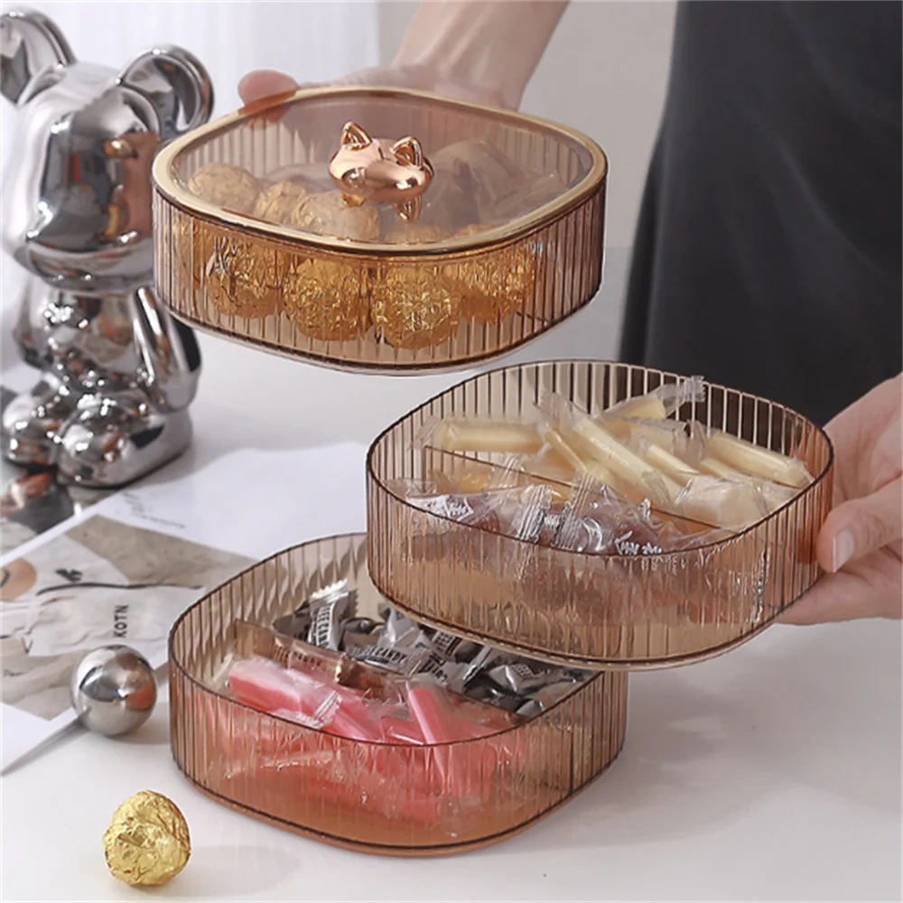 

2/3 Tiers Snack Candy Plates Table Wedding Party Dried Fruit Storage Tray With Lid Home Nut Pastry Storage Box Fruit Plates Set