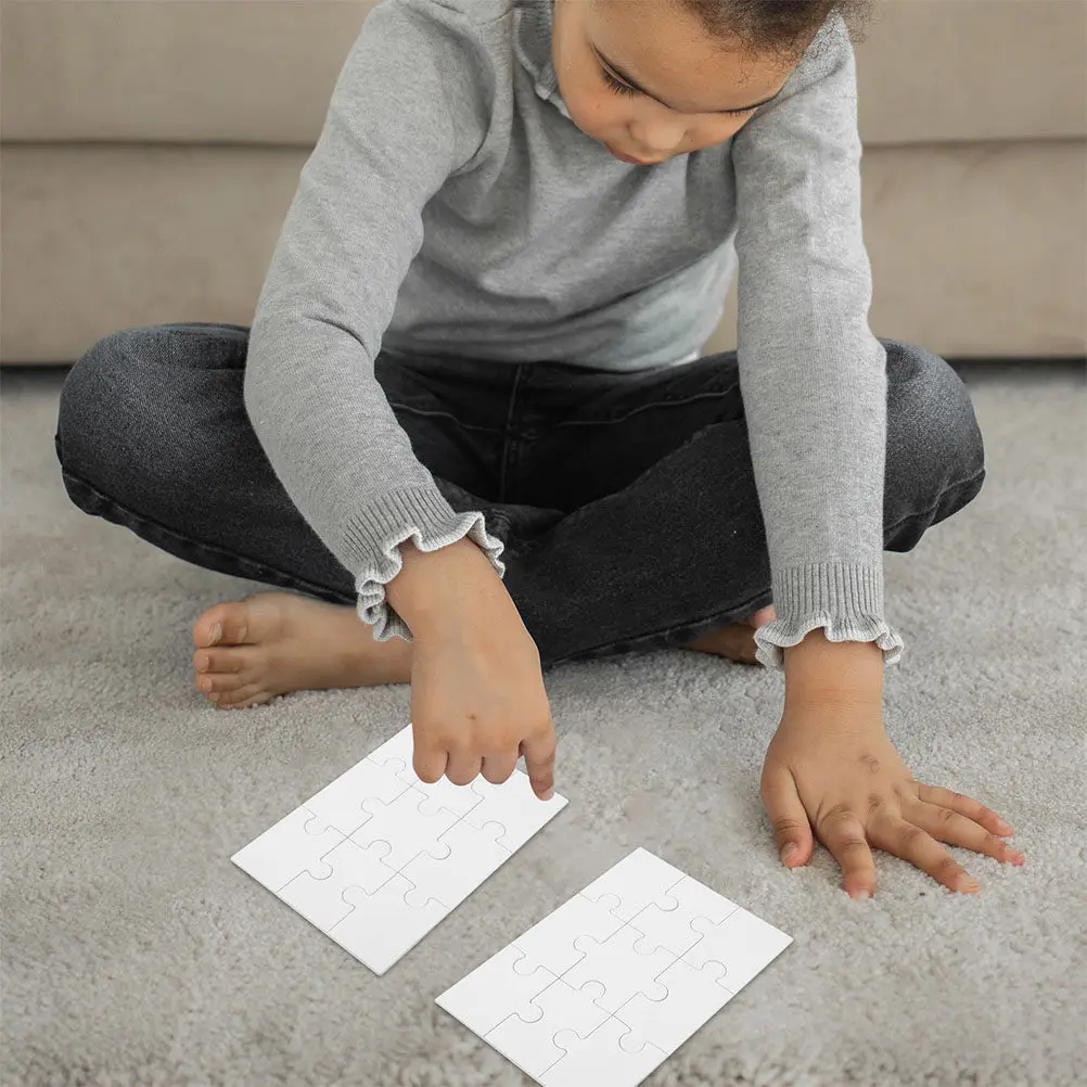 

15 Sheets Draw Your Own Puzzle DIY Blank Jigsaw for Kids Creative Craft Activity Educational Game Fine Motor Skills Development