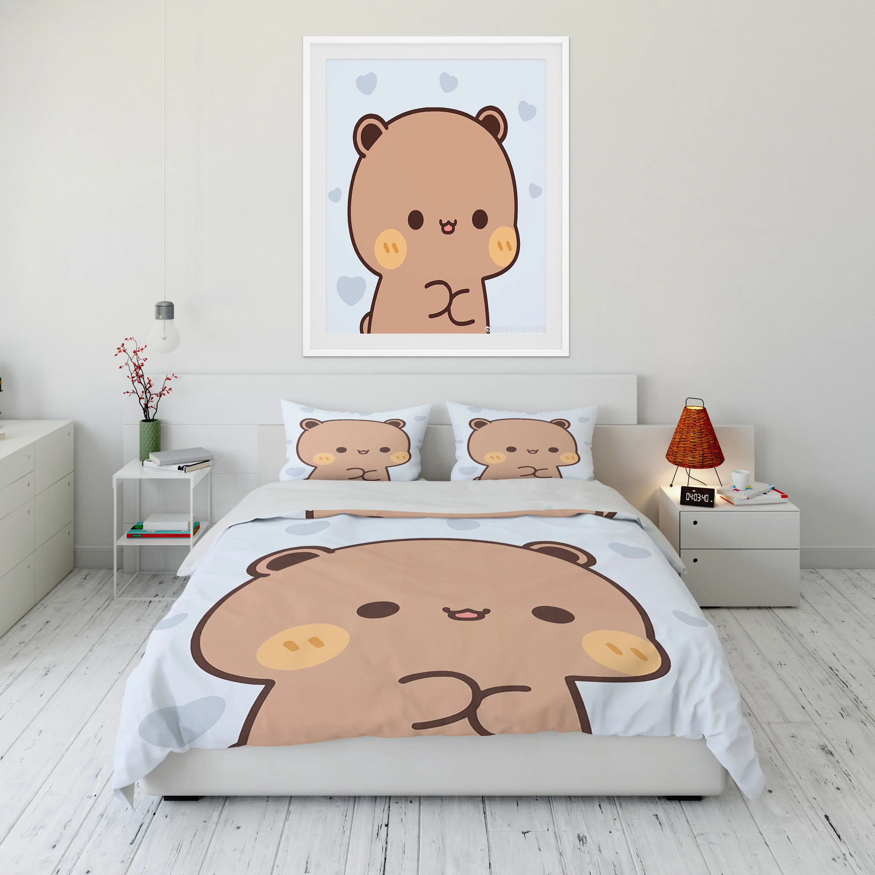 

Bubu Dudu Cartoon Cute Bear KawaiiGift King Twin Double Child Bedding Set Microfiber or Polyester Christmas Duvet Cover Set