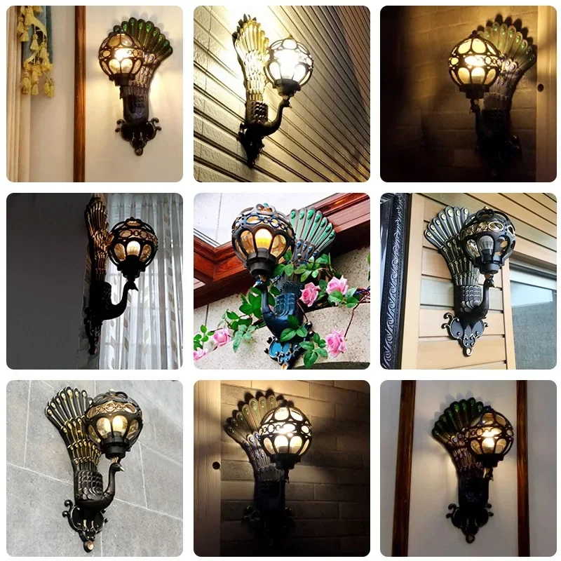 Creative outdoor waterproof European retro wall lamp living room courtyard balcony corridor aisle Chinese style door wall lamp