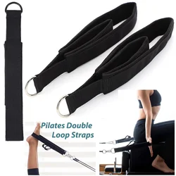 1PC Double Ring Elastic Yoga Pilates Bed Exercise Accessory Ankle Buckle Pilates Stretch Strap Resistance Band Elastic Cord