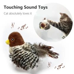 Interactive Cat Toys Flying Bird Cat Toy Flapping Wings Sparrow Catnip Toys Vivid Chirpi]Ng Simulation Bird Interactive Cat Toy