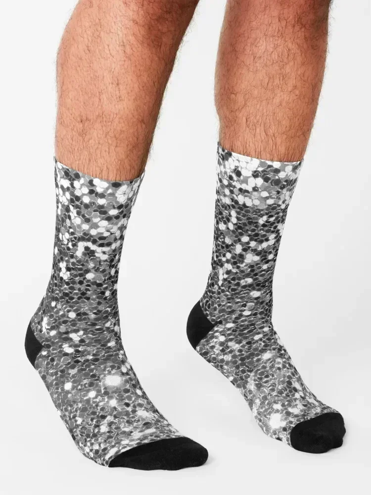 تصميم لامع فضي من ShirtyPit جوارب شتوية مع طباعة جوارب رياضية بالجملة جوارب نسائية للرجال